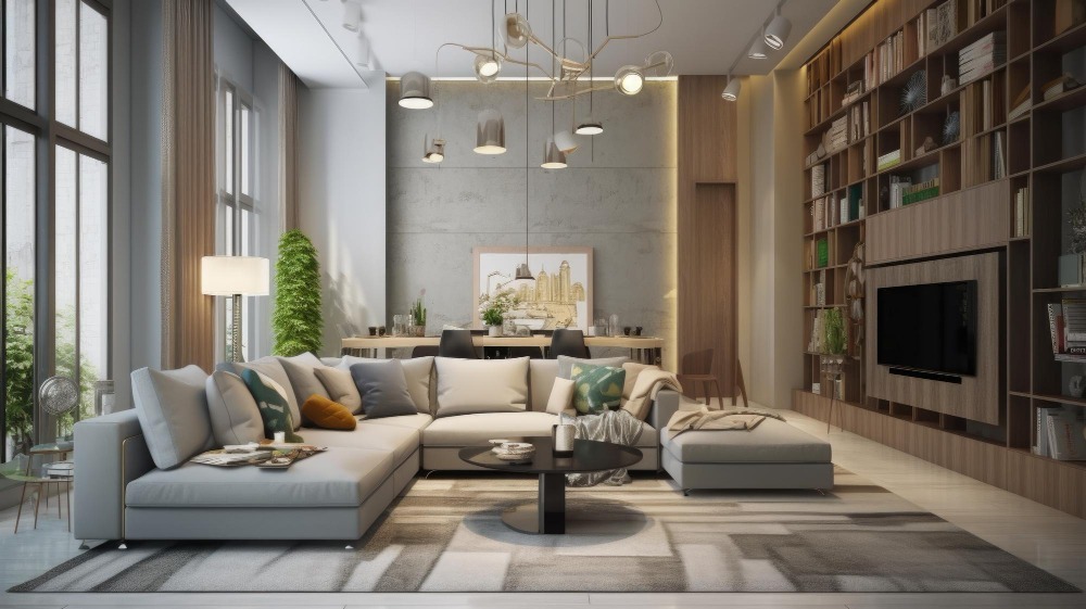 imgi_60_modern-luxurious-interior-design-grey-tone-living-room-with-tv-pendant-lamp-generative-ai-aig27